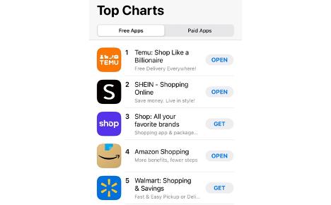 As of June 3, 2023, Temu still ranks first on the Apple Store free list